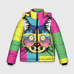 Куртка зимняя для мальчика Поп-арт котик, цвет: 3D-светло-серый