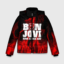 Куртка зимняя для мальчика Bon Jovi: Have a nice day, цвет: 3D-черный