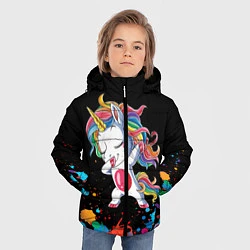 Куртка зимняя для мальчика Малыш-единорог, цвет: 3D-черный — фото 2