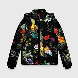 Куртка зимняя для мальчика Попугаи, цвет: 3D-светло-серый