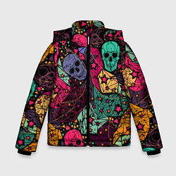 Куртка зимняя для мальчика Маскарад черепов, цвет: 3D-черный