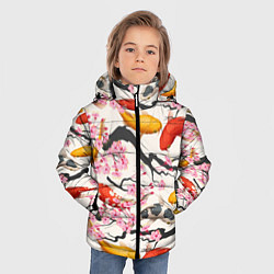 Куртка зимняя для мальчика Карпы кои в сакуре, цвет: 3D-красный — фото 2