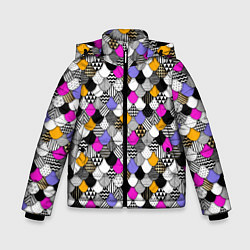Куртка зимняя для мальчика Цветная чешуя, цвет: 3D-черный