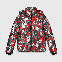 Куртка зимняя для мальчика Камуфляж с буквами F C S M, цвет: 3D-черный
