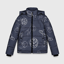 Куртка зимняя для мальчика Космо киски, цвет: 3D-черный