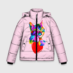 Куртка зимняя для мальчика Кот, цвет: 3D-светло-серый