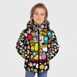 Куртка зимняя для мальчика Adventure Time stickers, цвет: 3D-светло-серый — фото 2