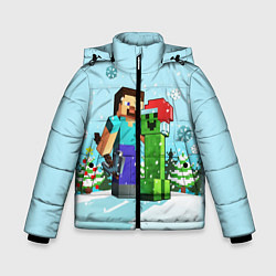 Куртка зимняя для мальчика MINECRAFT НОВОГОДНИЙ, цвет: 3D-светло-серый