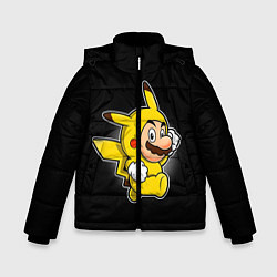 Куртка зимняя для мальчика Марио в костюме пикачу, цвет: 3D-черный