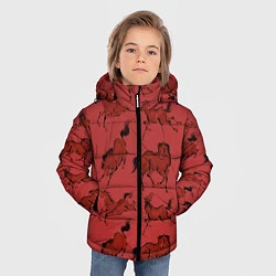 Куртка зимняя для мальчика Красные кони, цвет: 3D-светло-серый — фото 2