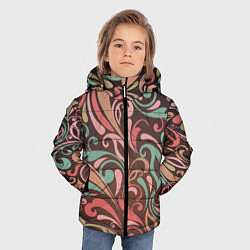Куртка зимняя для мальчика Узор хохломы, цвет: 3D-черный — фото 2