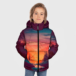 Куртка зимняя для мальчика Minimal forest sunset, цвет: 3D-светло-серый — фото 2