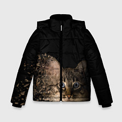 Куртка зимняя для мальчика Disintegrating Cat, цвет: 3D-черный
