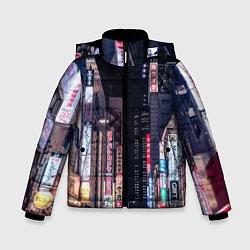 Куртка зимняя для мальчика Ночной Токио, цвет: 3D-красный