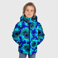 Куртка зимняя для мальчика Голубые хризантемы, цвет: 3D-черный — фото 2