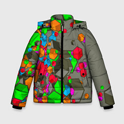Куртка зимняя для мальчика Кубики, цвет: 3D-черный