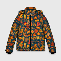 Куртка зимняя для мальчика Знаки, цвет: 3D-черный