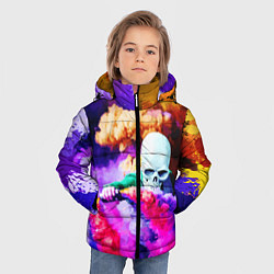 Куртка зимняя для мальчика Череп в дыму, цвет: 3D-черный — фото 2