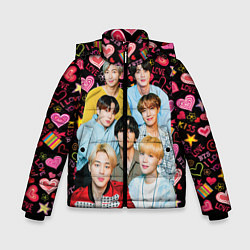 Куртка зимняя для мальчика I Love BTS, цвет: 3D-черный