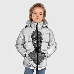 Куртка зимняя для мальчика Бюст статуи Glitch face, цвет: 3D-черный — фото 2