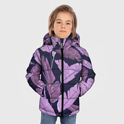 Куртка зимняя для мальчика Tropical leaves 4 purple, цвет: 3D-черный — фото 2
