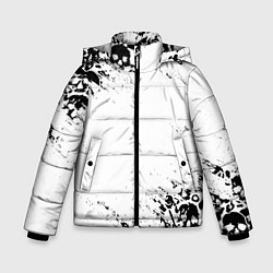 Куртка зимняя для мальчика БЕЛЫЕ ЧЕРЕПА, цвет: 3D-светло-серый
