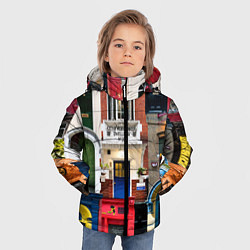 Куртка зимняя для мальчика London doors цифровой коллаж, цвет: 3D-светло-серый — фото 2