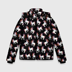 Куртка зимняя для мальчика Единороги, цвет: 3D-черный