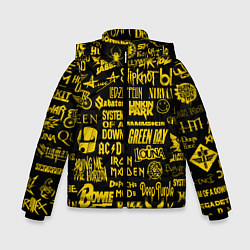 Куртка зимняя для мальчика Логотипы рок групп GOLD, цвет: 3D-черный
