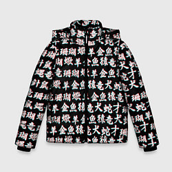 Куртка зимняя для мальчика ИЕРОГЛИФЫ ГЛИТЧ, цвет: 3D-черный