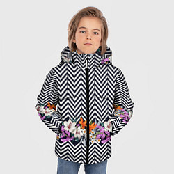 Куртка зимняя для мальчика Тропически цветы с орнаментом, цвет: 3D-черный — фото 2
