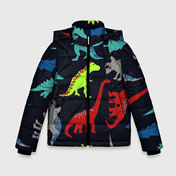 Куртка зимняя для мальчика Динозавры, цвет: 3D-светло-серый