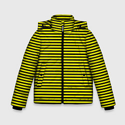 Куртка зимняя для мальчика В ЖЕЛТУЮ ПОЛОСКУ, цвет: 3D-черный