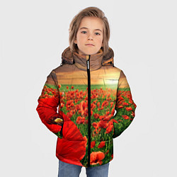 Куртка зимняя для мальчика Красный мак на закате, цвет: 3D-светло-серый — фото 2