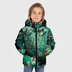 Куртка зимняя для мальчика Кактусы с цветами реализм, цвет: 3D-черный — фото 2