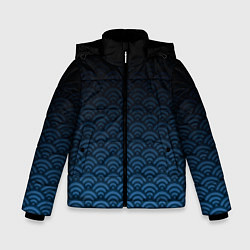 Зимняя куртка для мальчика Узор круги темный синий