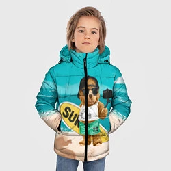 Куртка зимняя для мальчика Медвежонок серфер, цвет: 3D-светло-серый — фото 2