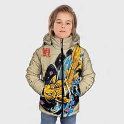 Куртка зимняя для мальчика Золотая рыба кои, цвет: 3D-черный — фото 2