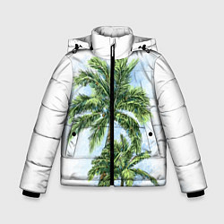 Куртка зимняя для мальчика Пальмы над головой, цвет: 3D-черный