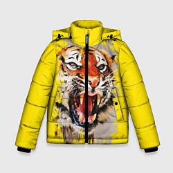 Куртка зимняя для мальчика Оскал тигра, цвет: 3D-светло-серый