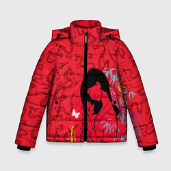 Куртка зимняя для мальчика Mulan on Mushu Patten, цвет: 3D-черный