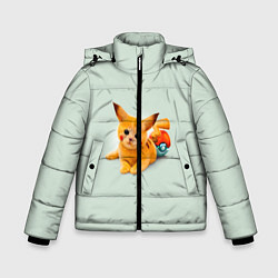 Куртка зимняя для мальчика Котенок покемон пикачу арт, цвет: 3D-черный