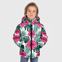 Куртка зимняя для мальчика Гавайский гибискус, цвет: 3D-светло-серый — фото 2