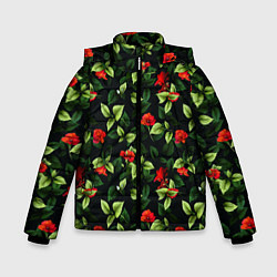 Куртка зимняя для мальчика Цветочный сад, цвет: 3D-красный