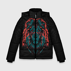 Куртка зимняя для мальчика Лев на закате, цвет: 3D-черный