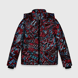 Куртка зимняя для мальчика Абстракция Неони, цвет: 3D-светло-серый