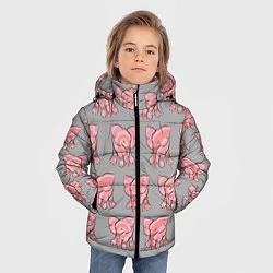 Куртка зимняя для мальчика РОЗОВЫЕ СЛОНИКИ ПАТТЕРН, цвет: 3D-черный — фото 2
