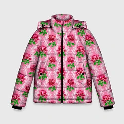 Куртка зимняя для мальчика Декор из нежных роз, цвет: 3D-красный
