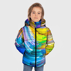 Куртка зимняя для мальчика Цветные полоски, цвет: 3D-черный — фото 2