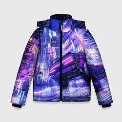 Куртка зимняя для мальчика Cyberpunk city, цвет: 3D-черный